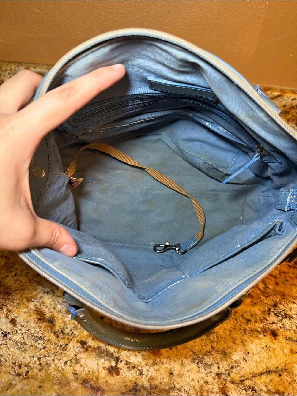 Dooney & Bourke Light Blue Patent Leather Satchel - Picture 8 of 9